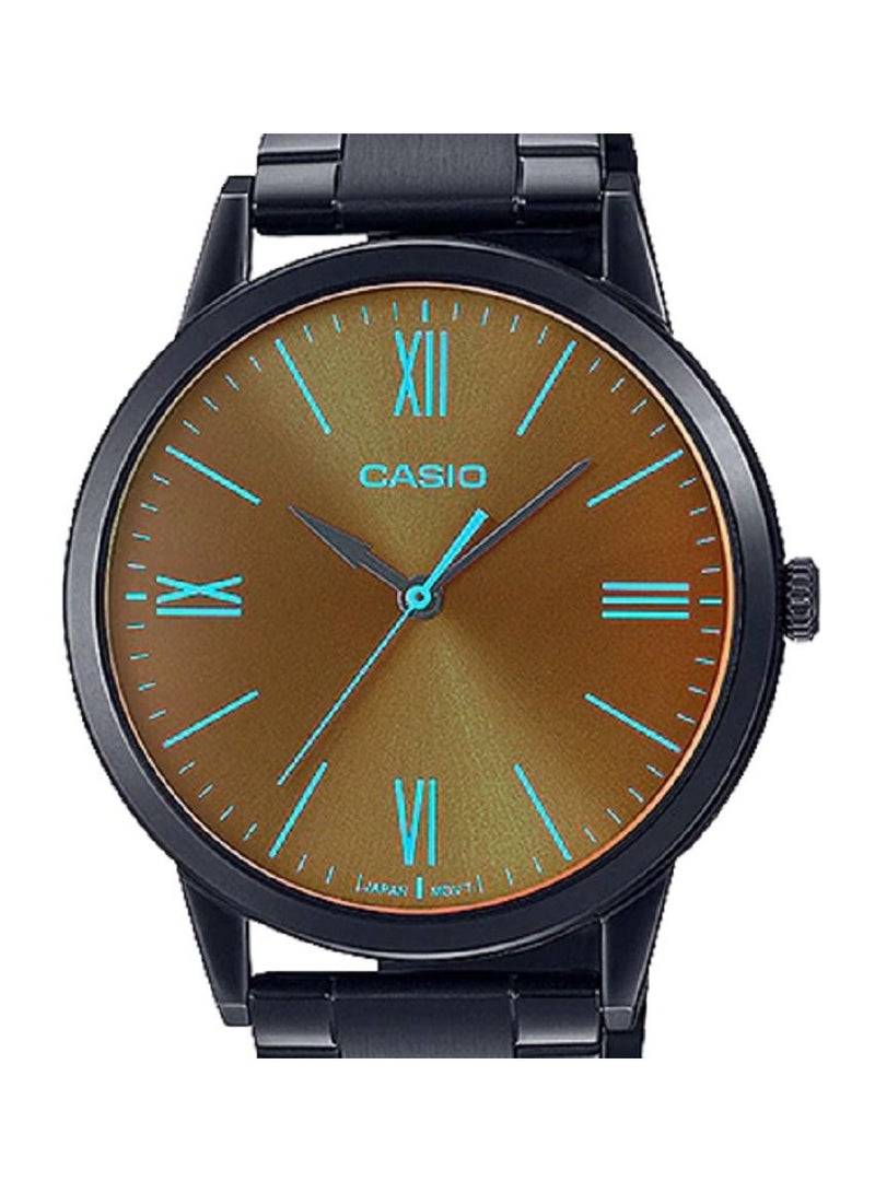 Casio Men Watch Analog Brown Dial Stainless Steel Black ion Plated Band and Case  MTP-E600B-1BDF. - Image 3