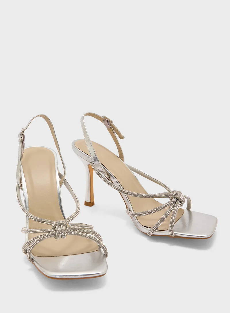 Truffle Stiletto Heel Knotted Diamond Sandal