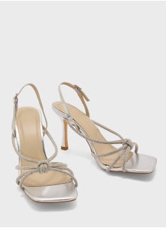 Truffle Stiletto Heel Knotted Diamond Sandal  - Image 4