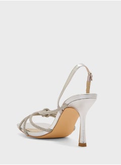 Truffle Stiletto Heel Knotted Diamond Sandal  - Image 3