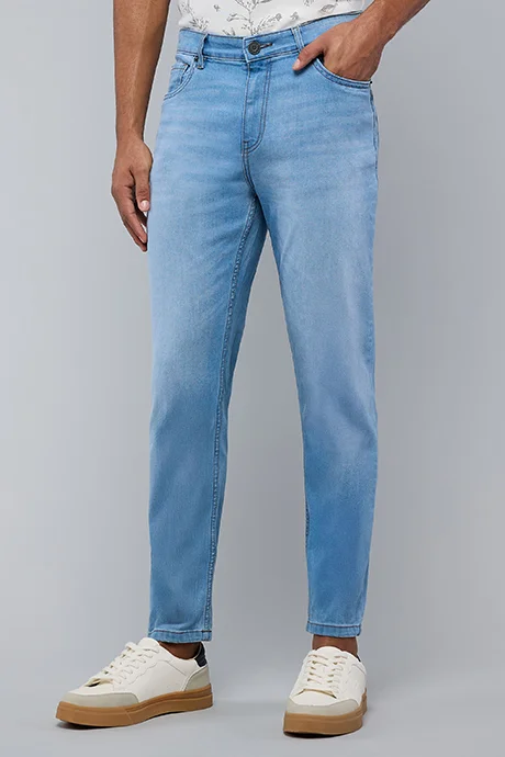 R&B Faded Slim Fit Jeans with Button Closure