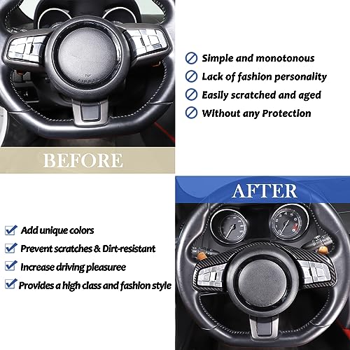 Daeiclru Car Steering Wheel Cover Trim Compatible with Jaguar F-Pace F-Type XF XF XFL 2016-2019, Steering Wheel Decoration Frame Accessories (Carbon Fiber Pattern) - Image 2
