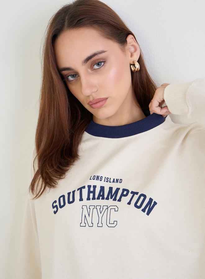 Styli Oversized Longline Sweatshirt and Wide Leg Joggers Co-Ords - Image 3