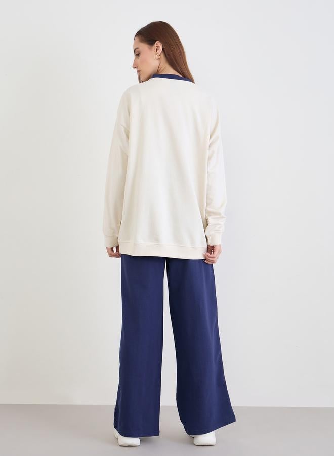 Styli Oversized Longline Sweatshirt and Wide Leg Joggers Co-Ords - Image 5