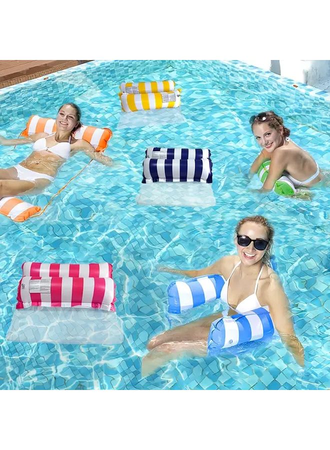 Light Blue Striped Inflatable PVC Hammock For Pool Beach Summer Vacation - Image 3