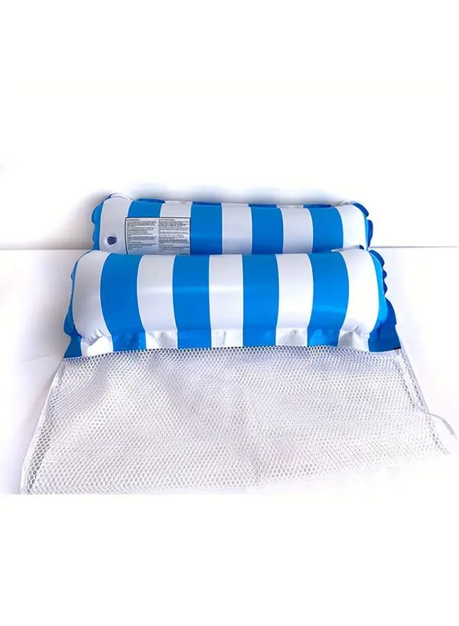Light Blue Striped Inflatable PVC Hammock For Pool Beach Summer Vacation - Image 1