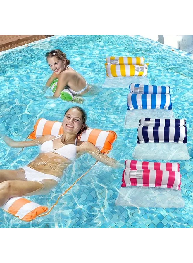 Light Blue Striped Inflatable PVC Hammock For Pool Beach Summer Vacation - Image 2
