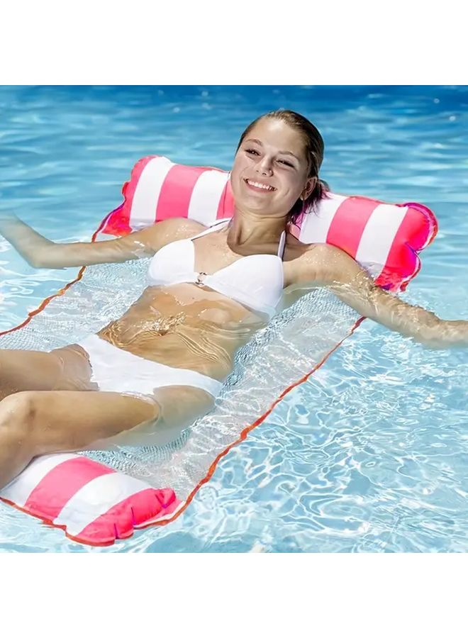 Light Blue Striped Inflatable PVC Hammock For Pool Beach Summer Vacation - Image 4