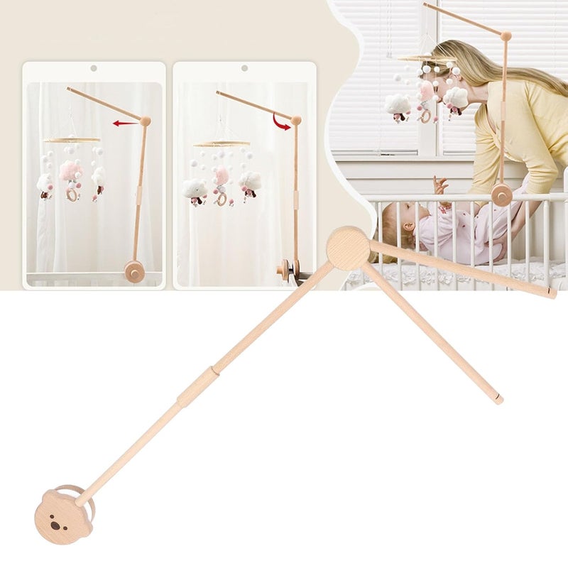 Wooden Crib e Arm Holder, Gender Neutral Crib e Attachment, 360 Degree Rotation with Net ing Rod, Beech Wood ing Arm for Infant - Image 2