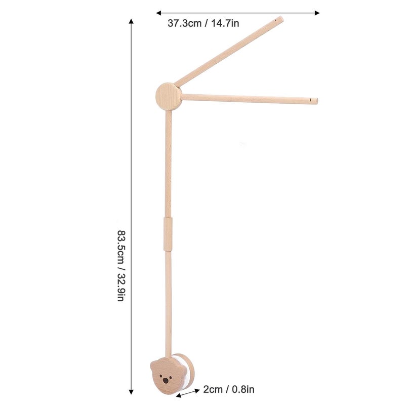 Wooden Crib e Arm Holder, Gender Neutral Crib e Attachment, 360 Degree Rotation with Net ing Rod, Beech Wood ing Arm for Infant - Image 5