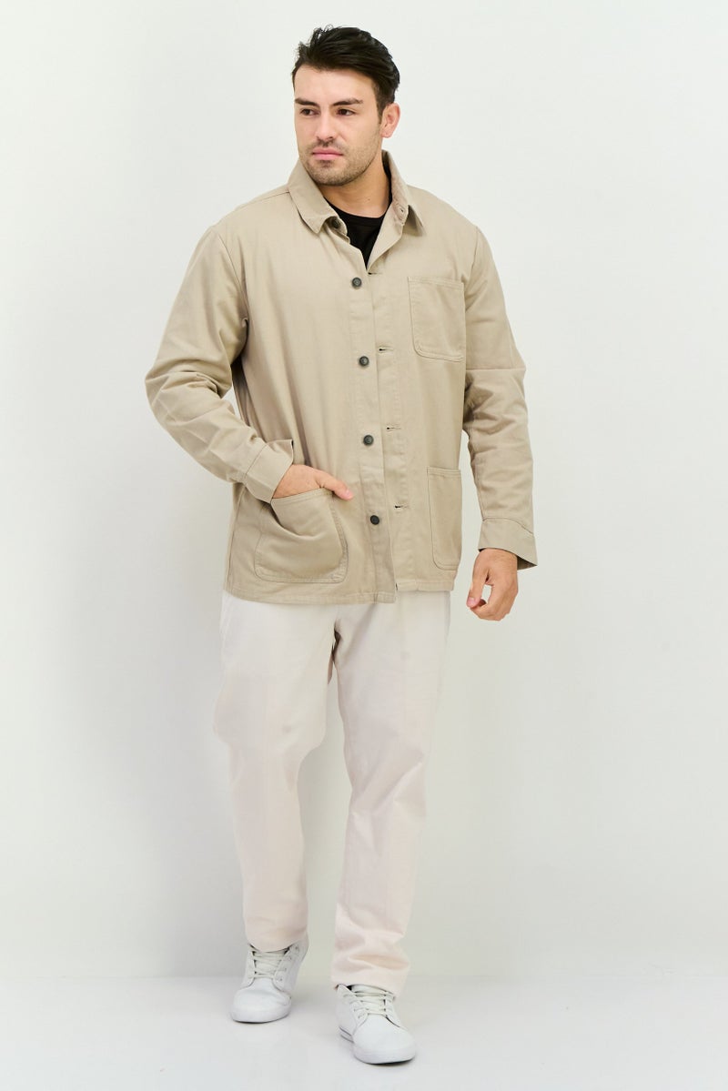 French Connection Men Solid Denim Jacket, Beige  - Image 4