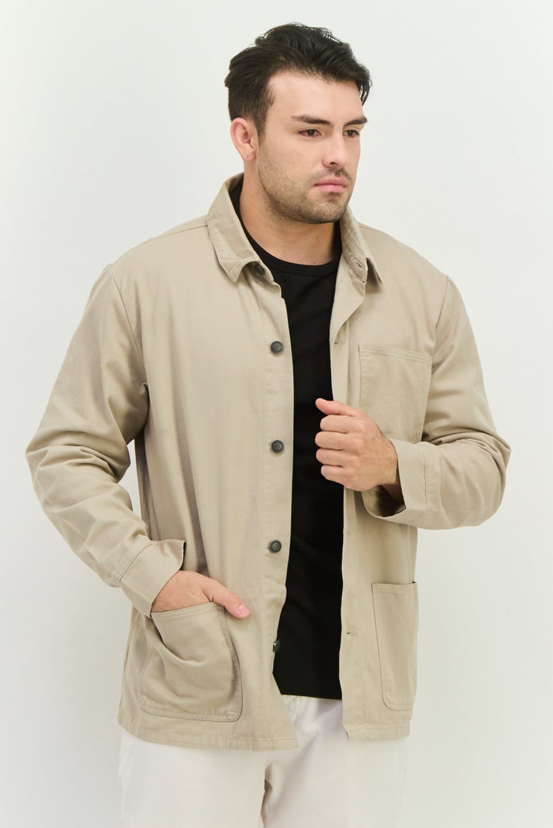 French Connection Men Solid Denim Jacket, Beige  - Image 1