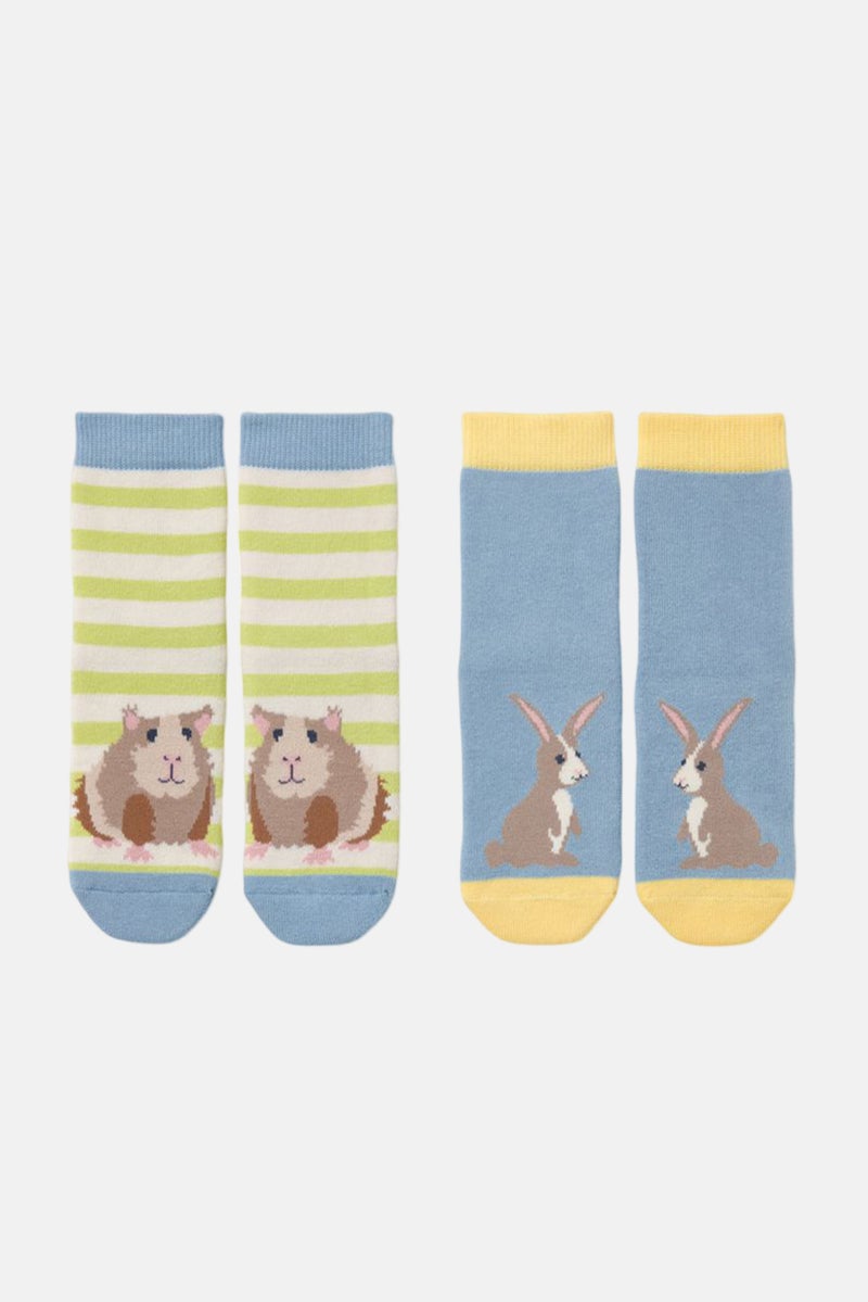 Tchibo Toddlers  Boy 2 Pairs Graphic Print Non Slip Socks, Blue Combo  - Image 1