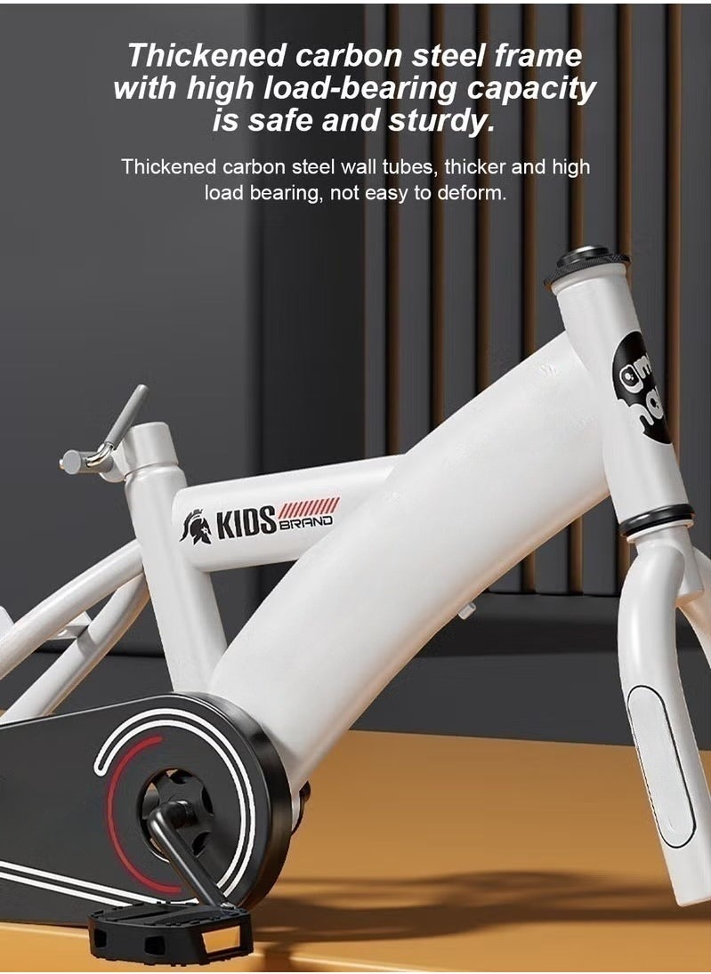 XiuWoo - Children's High Carbon Steel Bicycle with Basket 12 inches with Flashing Assist Wheels Student Bicycle for Children 2-8 years old White - Image 1