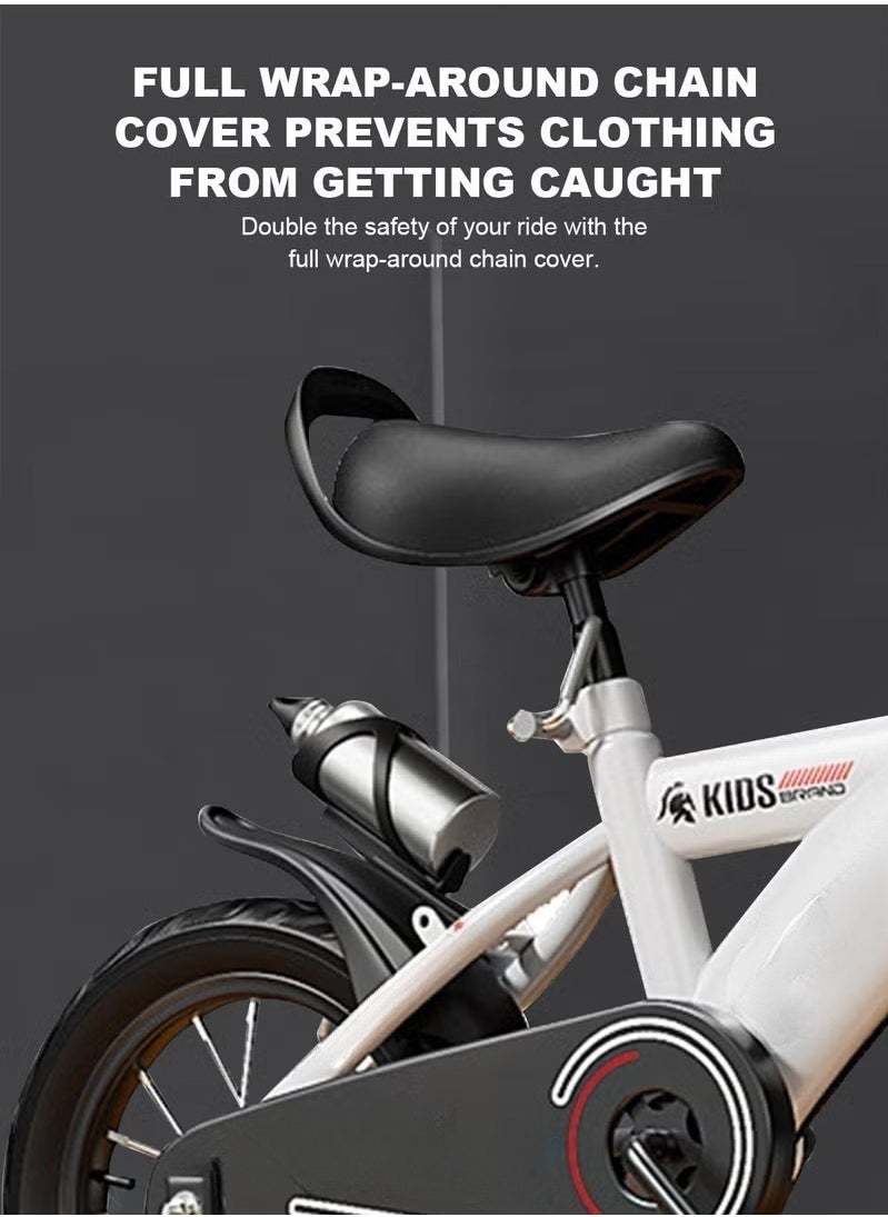 XiuWoo - Children's High Carbon Steel Bicycle with Basket 12 inches with Flashing Assist Wheels Student Bicycle for Children 2-8 years old White - Image 1