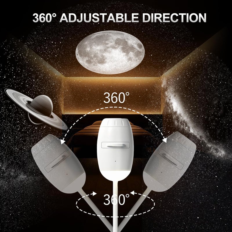 2 in 1 USB Galaxy Star Projector Light with 12 Projection Films,Adjustable Focus,Ambient Night Lights for Room/Car Roof, 360° Adjustable Car Interior Atmosphere Projection Lamp - Image 3