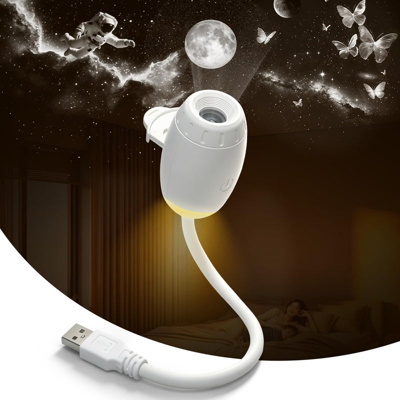 2 in 1 USB Galaxy Star Projector Light with 12 Projection Films,Adjustable Focus,Ambient Night Lights for Room/Car Roof, 360° Adjustable Car Interior Atmosphere Projection Lamp - Image 1