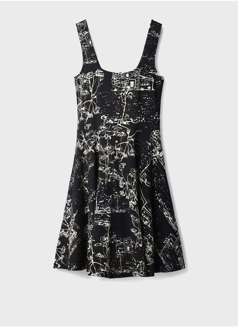 ديسيجوال Square Neck Printed Dress