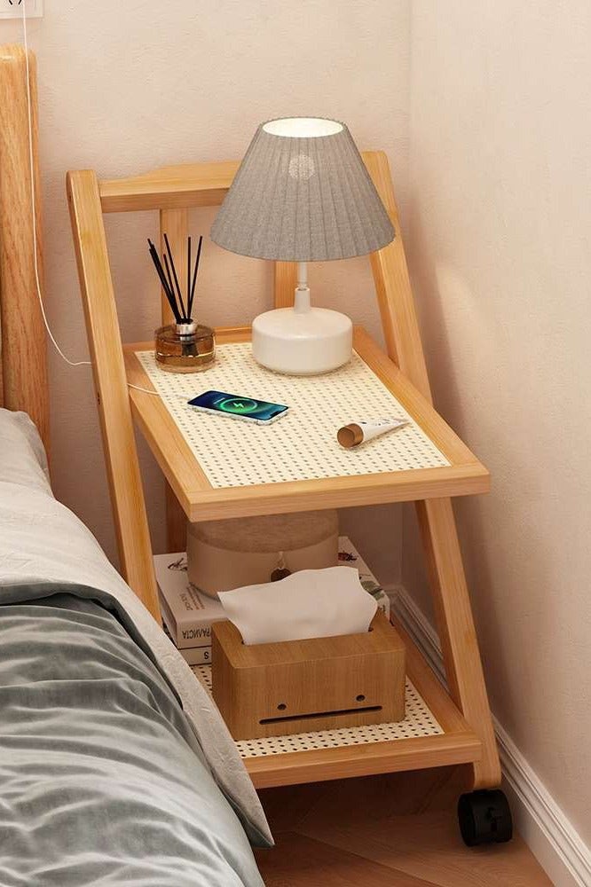 LINGWEI Bamboo Serving Cart Foldable Wooden Kitchen Trolley Kitchen Storage Organizer - Image 3