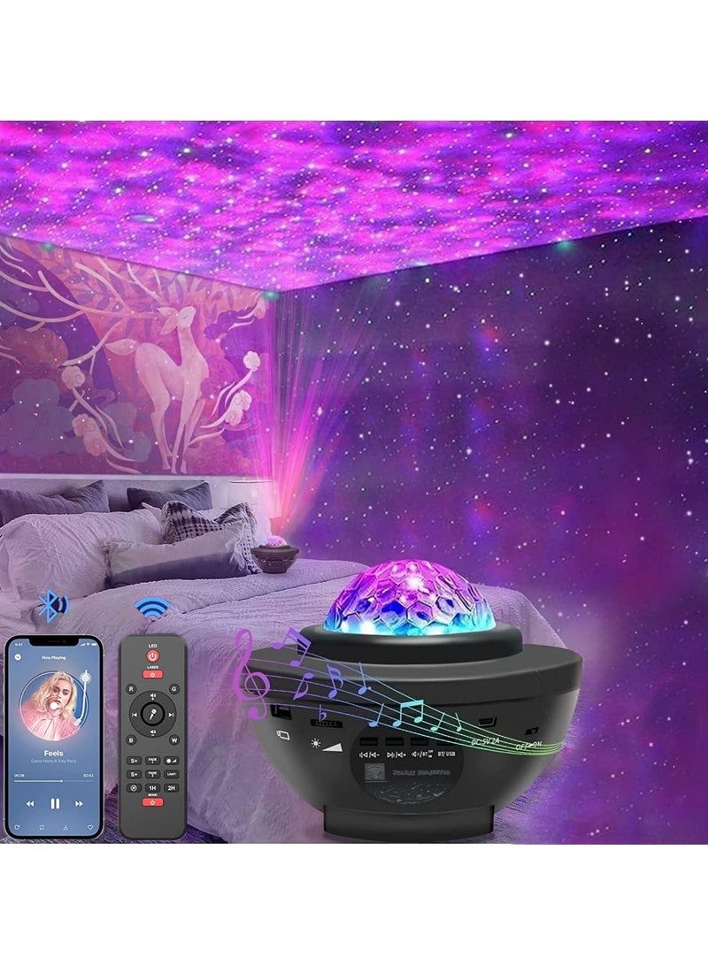 LED Star Light Projector, Baytion Starry Night Lights & Rotating Ocean Wave Music Projection Lamp with Remote Control Bluetooth Speaker for Kids Room Bedroom, Living Room Decoration - Image 1
