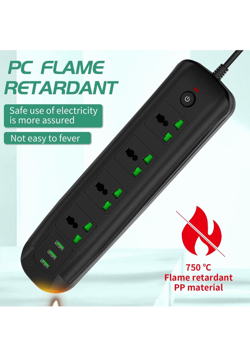 GULFLINK Power Extension Cord 2 Meter Cable With 4 Power Socket 3 USB Power Strip White - Image 5