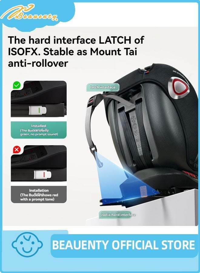 بيوينتي مقعد سيارة سلامة الطفل للرضيع / الأطفال مع واجهة ISOfix ، مقعد سيارة دوار 360 درجة مع تسخير سلامة 5 نقاط ومساند رأس قابل للتعديل - Image 4