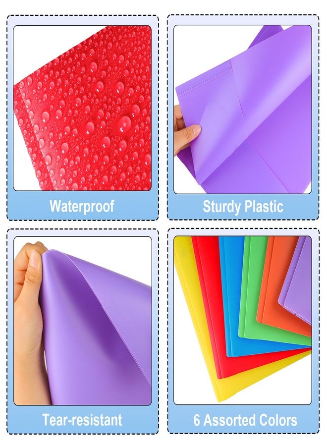 FUCDTEFC 2 Pocket Folder with Prong, 6 Pack Plastic Folders with Pockets, File Folders with Fasteners, Heavy Duty Two Pocket 3 Prong Folders for Office Supplies School Letter Size, 6 Bright Color - Image 3