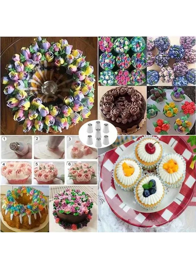 7 قطع من أطراف التزيين الروسية المصنوعة من الفولاذ المقاوم للصدأ، مجموعة أدوات تزيين الكعك آمنة للطعام، مناسبة للكب كيك. - Image 2