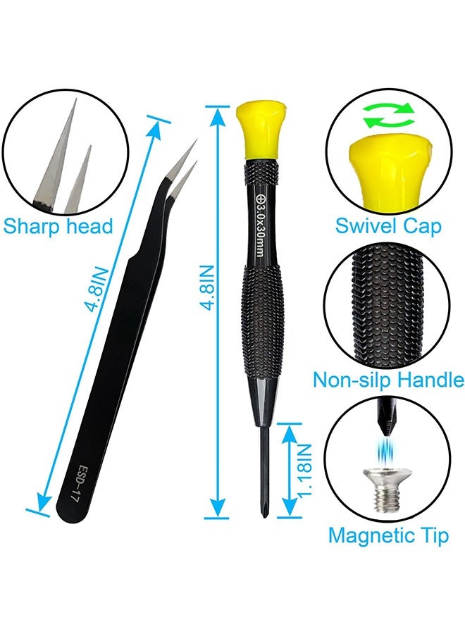18 PCS Mini Precision Screwdriver Set With Case - Magnetic Small Flathead Phillips Pentalobe Torx Star Screwdriver and Tweezers - Small Magnetic Screwdriver Tool Kit - Image 2