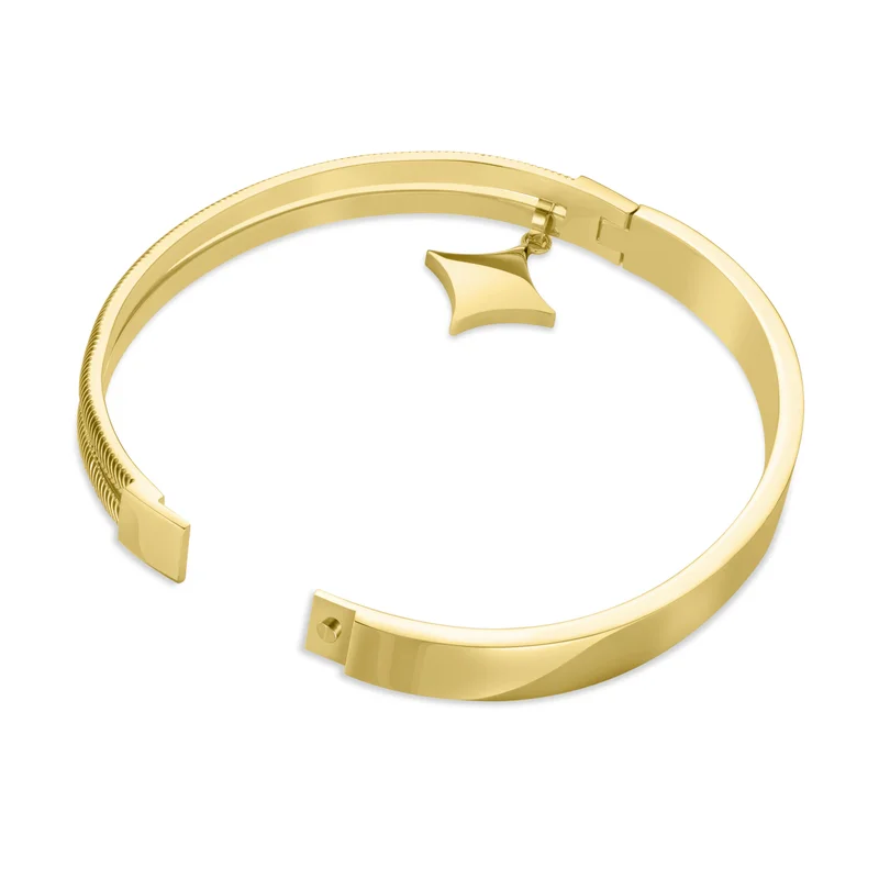 CERRUTI 1881 Matilde Double-Layered Bangle ,Scale-Like Design ,Malachite Stone Charm