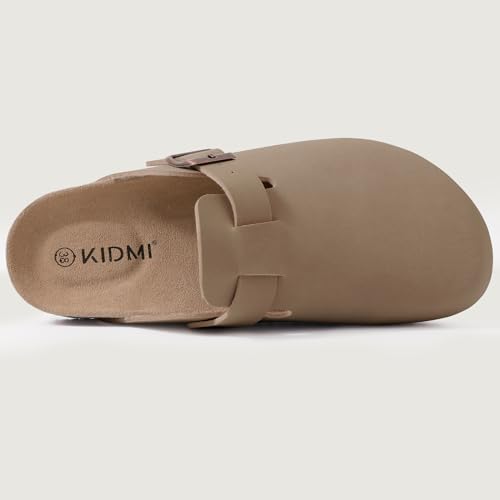 KIDMI كيدي مي أحذية كلوغ جلدية نباتية للجنسين مع دعم قوس القدم، لون رمادي، مقاس 39 - Image 3
