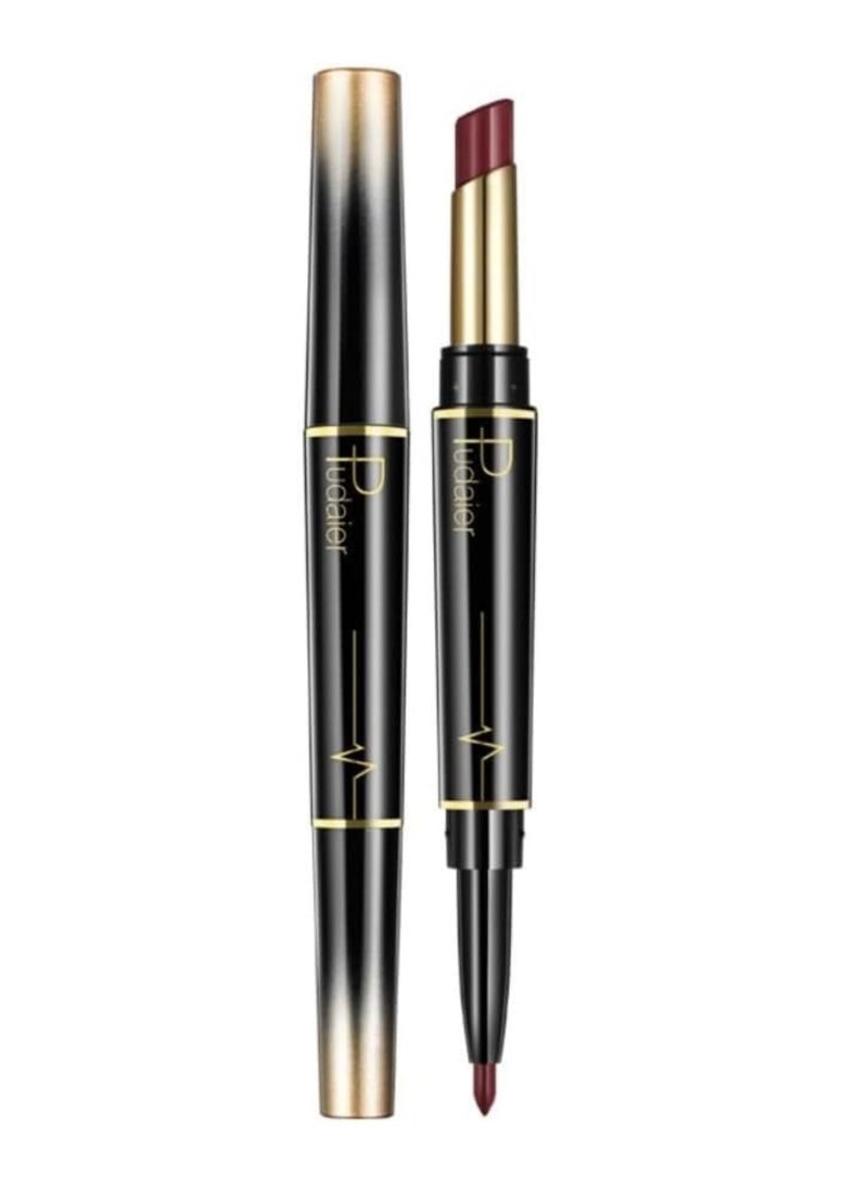 pudaier Double Head Matte Lipstick + Lip Liner Pen Set 2 In 1 One Step Lips Makeup Waterproof Long Lasting Lipstick Durable Nude Velvet Lipstick Pen,One Size 10#  - Image 2