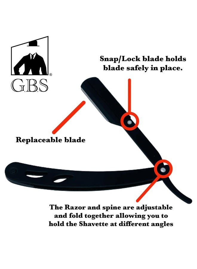 G.B.S شفرة حلاقة مستقيمة للرجال مع 20 شفرة، سوداء - Image 2