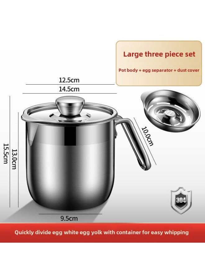 304 Stainless Steel Egg Separator Bucket Egg White Separation Beater Baby Food Pot Frying Pan-Specifications:Large Egg Separator  - Image 1