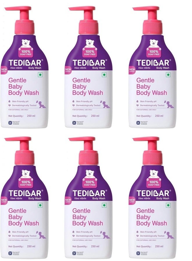 Tedibar Rich Moisturising Baby Body Wash 250ml with Skin Friendly PH | 100% Soap & Alkali Free | Prevents Dryness & Rahses | Dermatologically Tested | x Pack of 6 - Image 1
