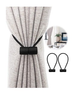 Peachjoy Convenient, 2pcs Curtain Tiebacks Drapery Tiebacks with Upgraded Larger Magnet, Decorative Magnetic Curtain Holdback for Blackout/Sheer Window Treatment-Black, Home and Office Window Drapery  - Image 1