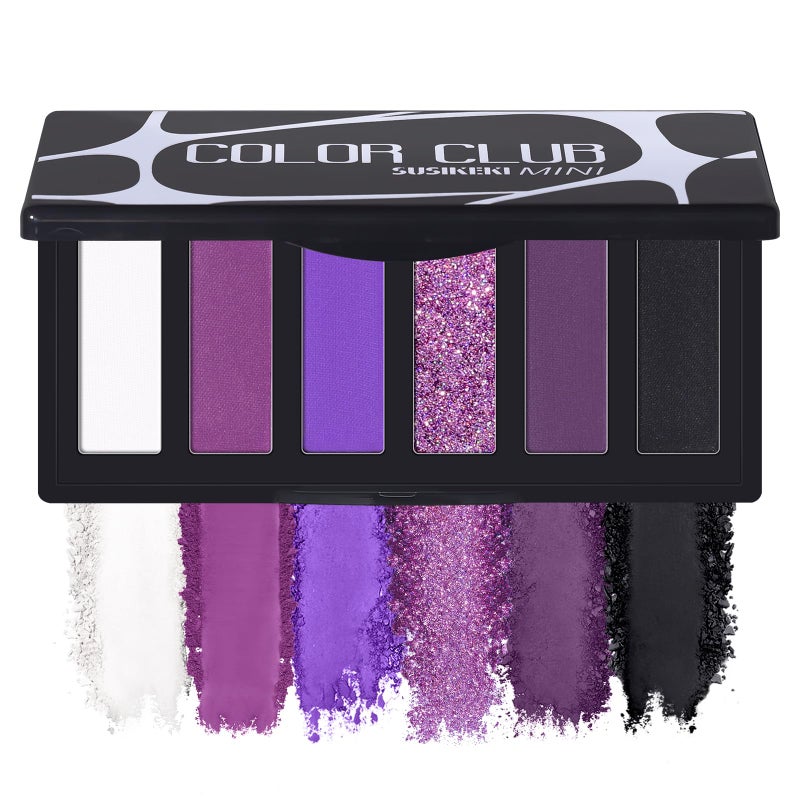 SUSIKEKI Purple Eyeshadow Palette with Mirror Lilac Violet Plum Tones Matte Shimmer Glitter 6 Colors Mini Eye Shadow Pallet Travel Size Highly Pigmented for Fairy Witch Goth Halloween Costume Makeup - Image 1