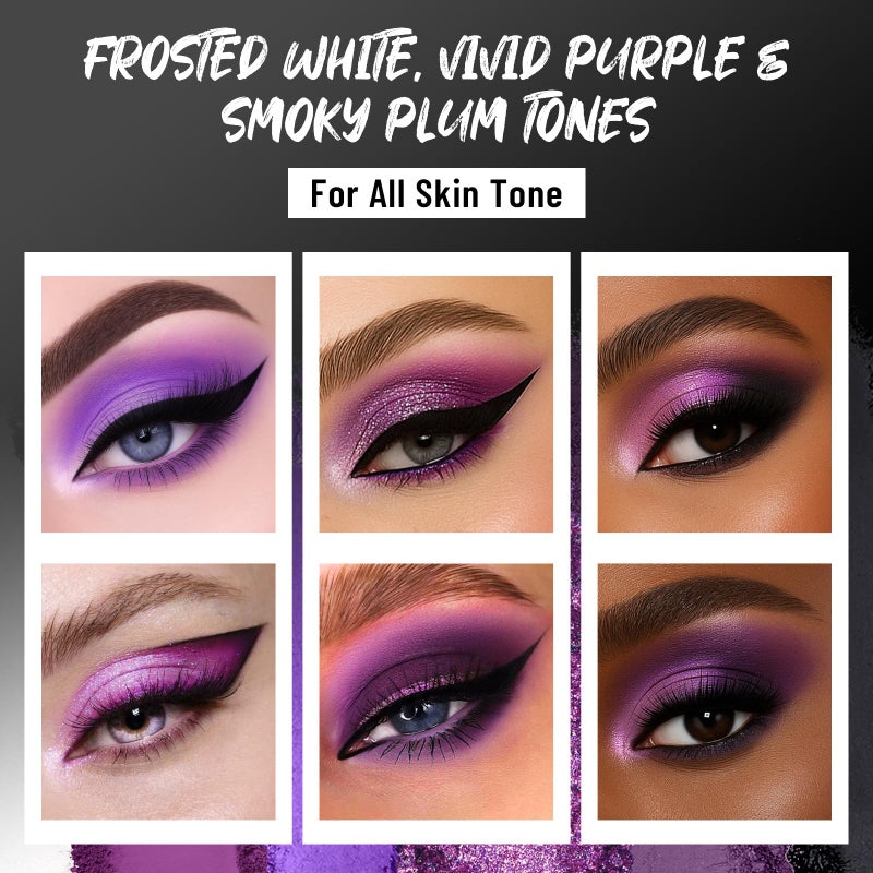 SUSIKEKI Purple Eyeshadow Palette with Mirror Lilac Violet Plum Tones Matte Shimmer Glitter 6 Colors Mini Eye Shadow Pallet Travel Size Highly Pigmented for Fairy Witch Goth Halloween Costume Makeup - Image 4