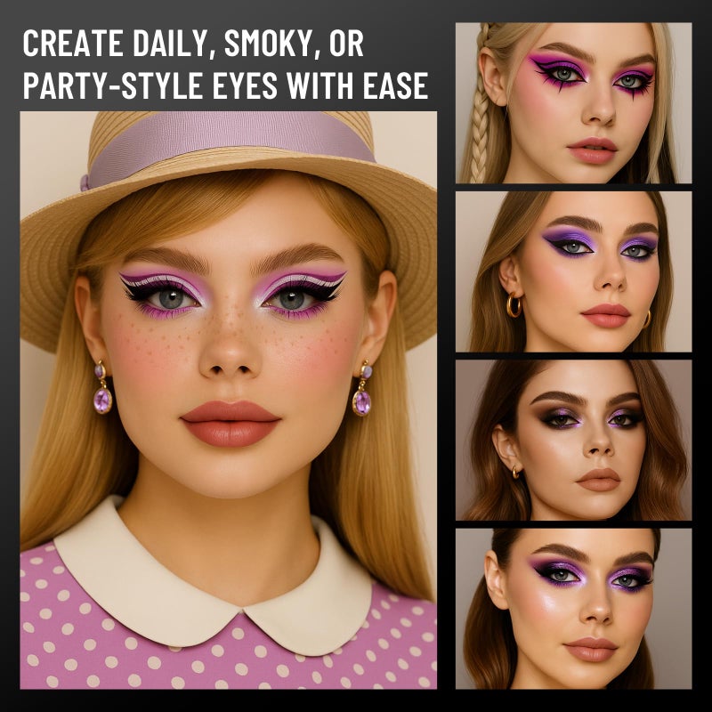 SUSIKEKI Purple Eyeshadow Palette with Mirror Lilac Violet Plum Tones Matte Shimmer Glitter 6 Colors Mini Eye Shadow Pallet Travel Size Highly Pigmented for Fairy Witch Goth Halloween Costume Makeup - Image 5
