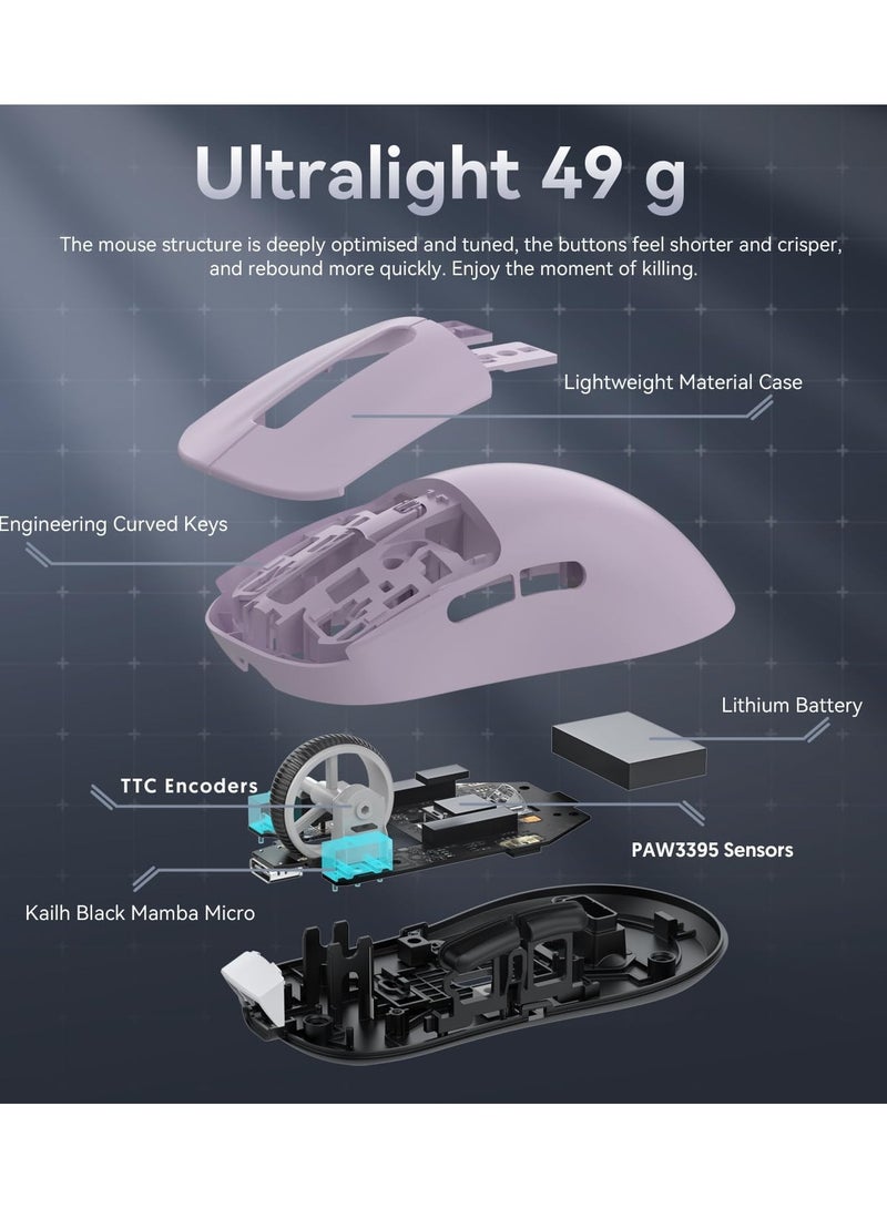 Attack Shark X3 Lightweight Wireless Gaming Mouse with Tri-Mode 2.4G/USB-C Wired/Bluetooth,Up to 26K DPI, PAW3395 Optical Sensor,5 programmable Buttons for PC/Laptop/Win/Mac - Image 5