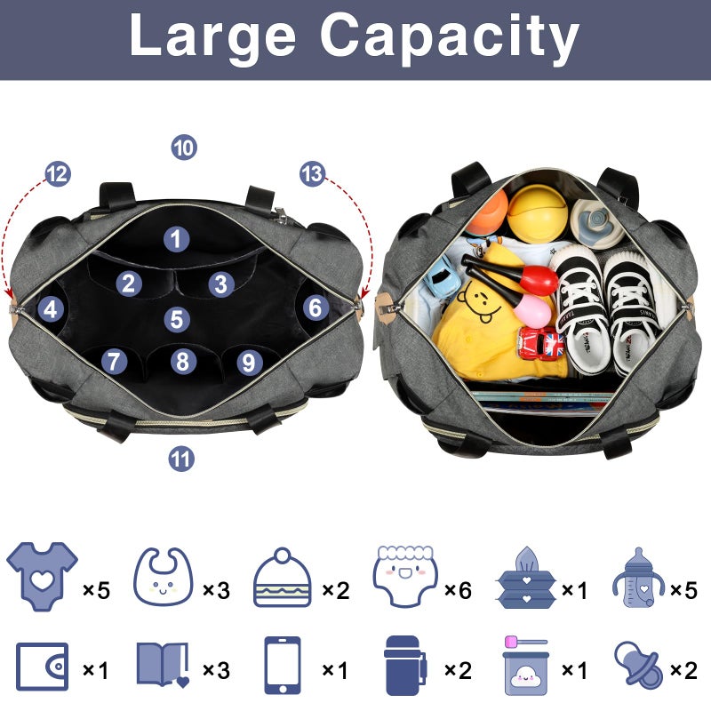 ITIEZY Diaper Bag Tote for Baby 7Pcs - Large Mommy Bag with Portable Changing Pad, Pacifier Case and Organizer Pouches, Multifunctional Hospital Bags for Labor and Delivery Travel Baby Bag for Boy Girl - Image 5