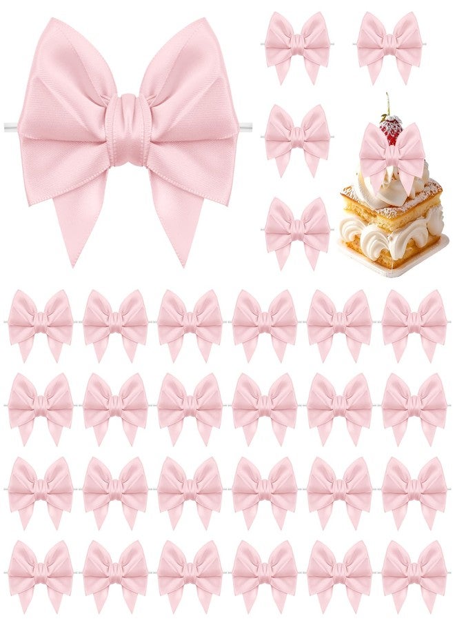 Jacriah Baby Pink Twist Tie Bows for Treat Bags, 30 Pack 3.5 Inch Premade Satin Ribbon Bows for Gift Wrapping Crafts Party Decoration Wedding Favors Bridal Shower Christmas Tree Decor Cake Pops Candy - Image 1