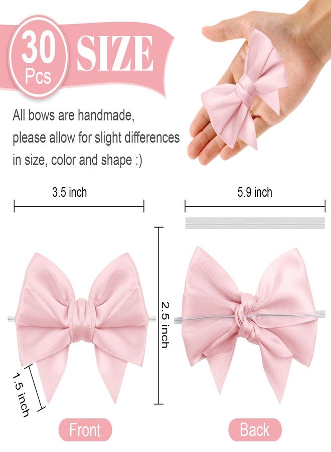 Jacriah Baby Pink Twist Tie Bows for Treat Bags, 30 Pack 3.5 Inch Premade Satin Ribbon Bows for Gift Wrapping Crafts Party Decoration Wedding Favors Bridal Shower Christmas Tree Decor Cake Pops Candy - Image 2