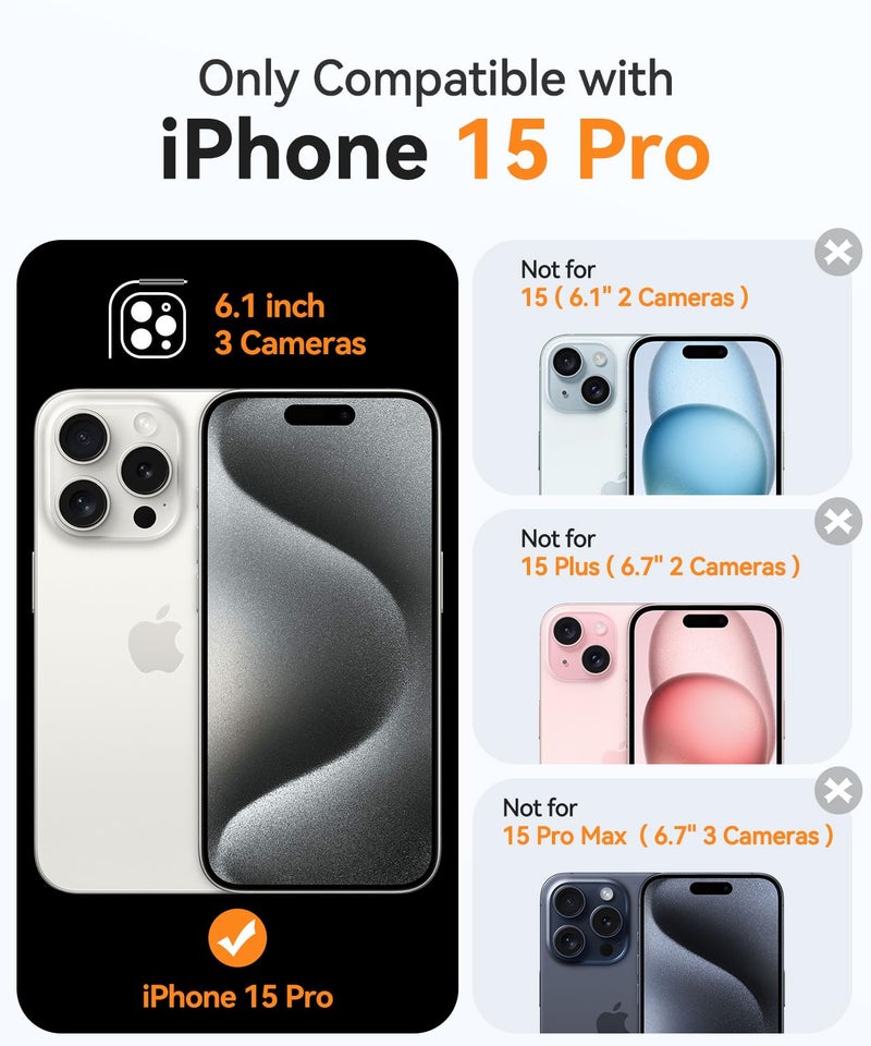 كانشن CANSHN Magnetic Compatible with iPhone 15 Pro Case, Upgraded [Full Camera Protection] [Compatible with Magsafe] [Translucent Matte] Shockproof Protective Phone Case 6.1" - Deep Blue - Image 2