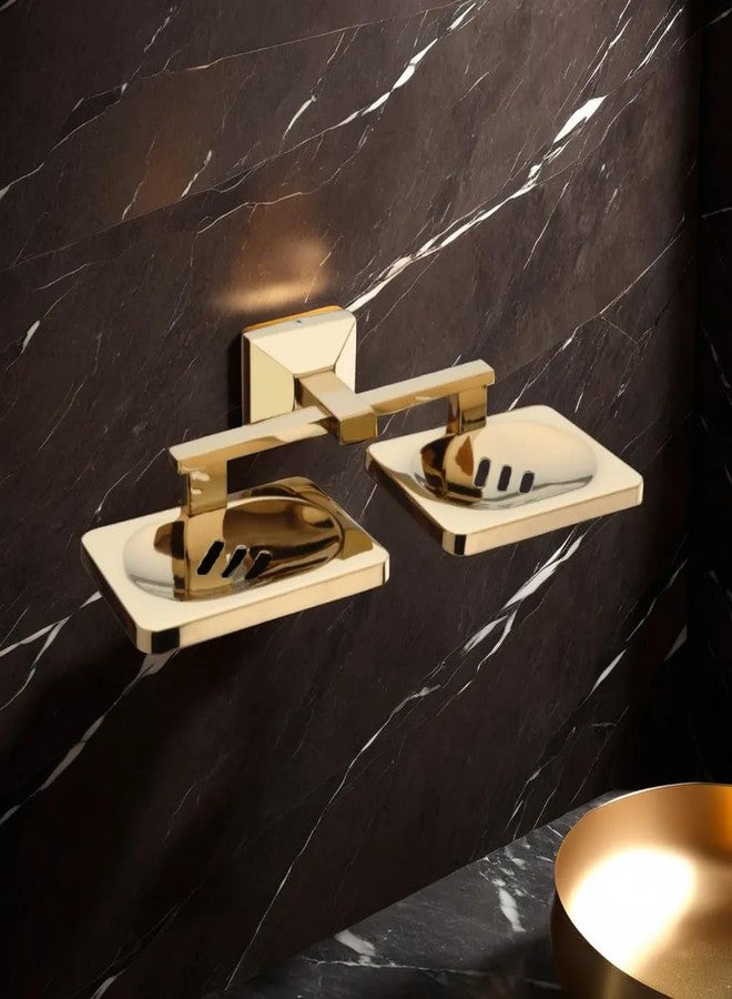 LUXIUR Double Soap Stand for Bathroom and Kitchen Sink, 304 Stainless Steel Soap Case for Wall Mount, Soap Dish, Soap Holder, Gold - Image 1