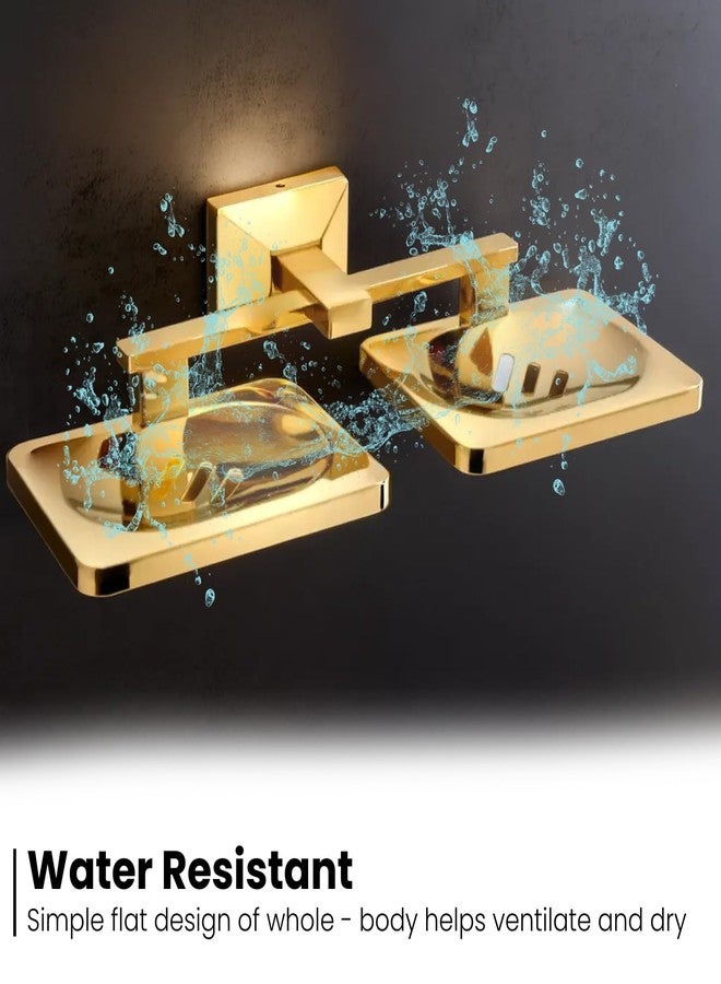 LUXIUR Double Soap Stand for Bathroom and Kitchen Sink, 304 Stainless Steel Soap Case for Wall Mount, Soap Dish, Soap Holder, Gold - Image 5