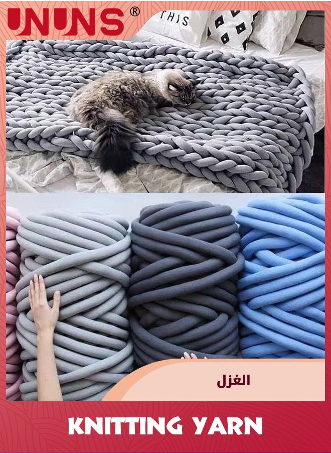 UNUNS موجات غزل مكتنزة للذراع الحياكة الكروشيه صنع بطانية بيت الحيوانات الأليفة (أزرق فاتح)  - Image 5