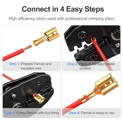 Baomain Female Spade Quick Splice Crimp Terminals 6.3mm Crimp Connector Non Insulated 100 Pcs - Image 3