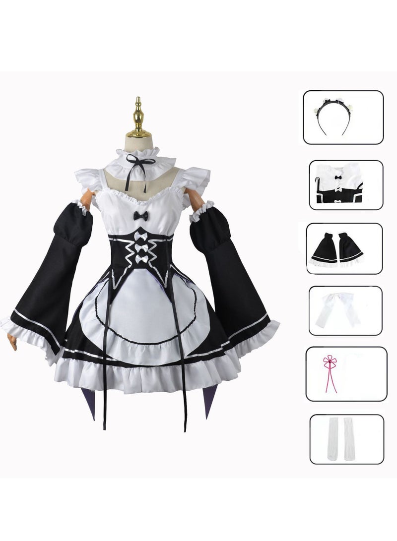 Re: Zero Starting Life in Another World Rem Lam Cosplay Costume Dress Game Uniform Set  ﻿  - Image 1