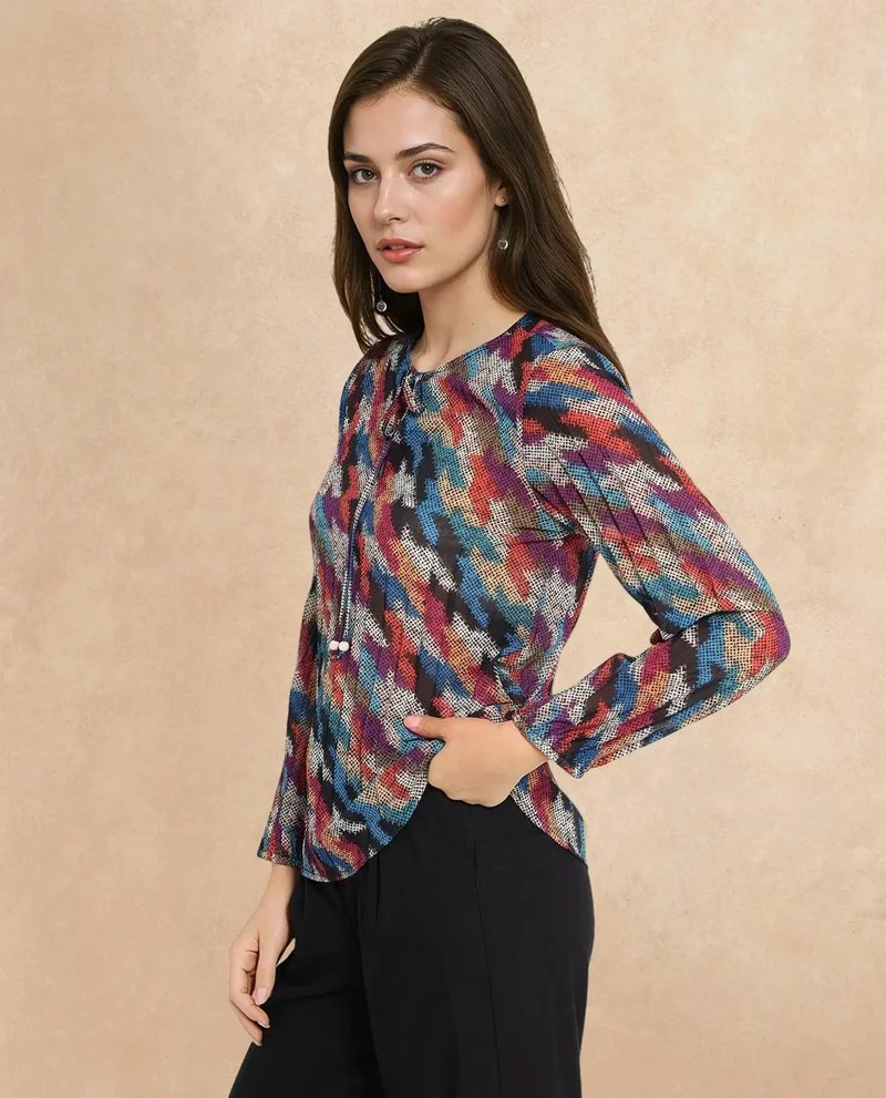 Rareism Women's Abstract Print Top